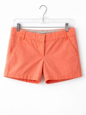 J.Crew Chino Shorts Size 2 Coral Orange Broken-In Cotton Preppy Summer